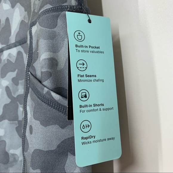 Ideology Camo Print Athletic Bike Shorts In Stadium Gray Nwt Size Small - Picture 11 of 14